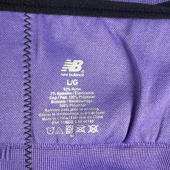 New Balance Seamless Medium Impact Sports Bra - Purple & Black Racerback Stretch - Picture 7 of 10